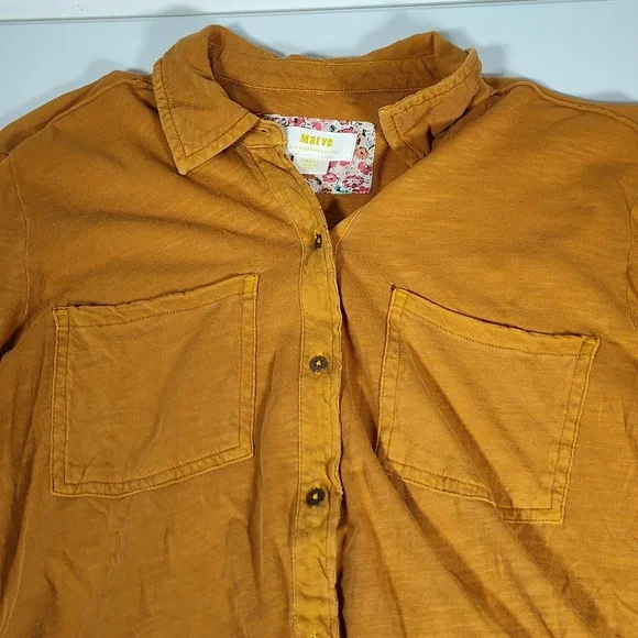 Anthropologie Maeve Leanne button down yellow shirt S - Picture 6 of 13